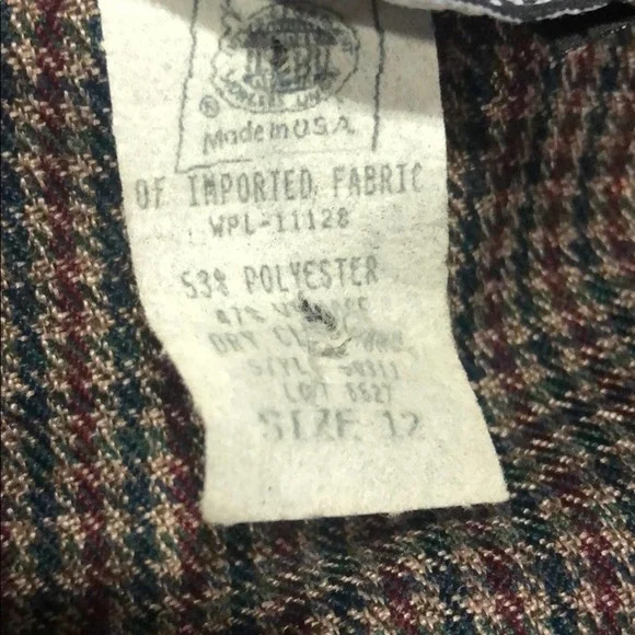 Vintage 90s Double Breasted Blazer Houndstooth Print Brown Red Women's 12 - Picture 6 of 7